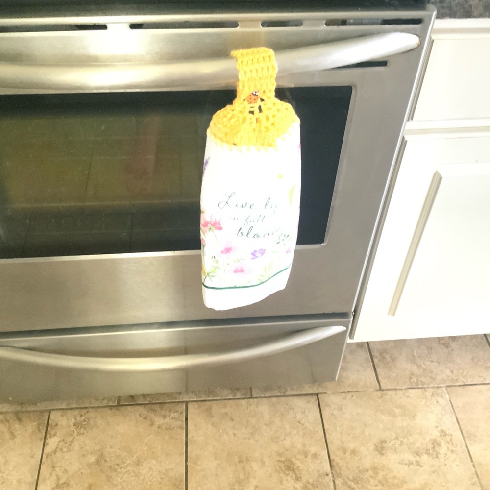 Yellow and White Kitchen Towel
